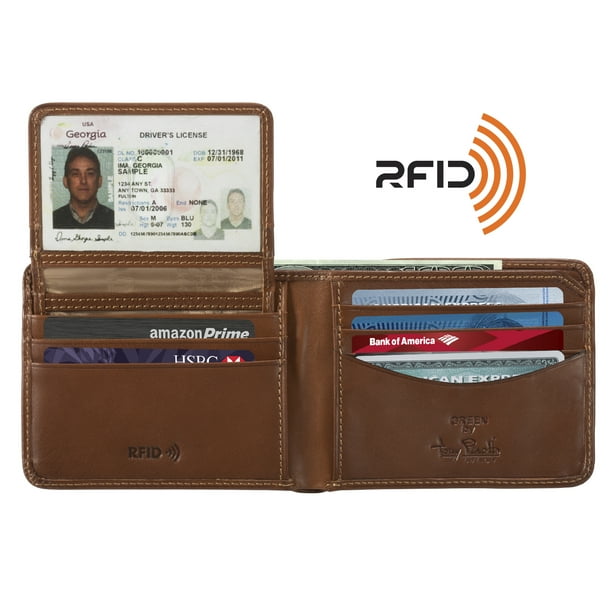 Tony Perotti Italian Leather Classic Bifold Wallet with ID Window Flap in Cognac Tony Perotti Italian Leather Classic Bifold Wallet with ID Window Flap in Cognac